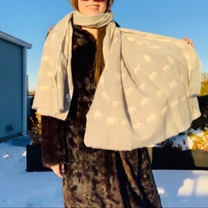 Wool Elephant Long Rectangular Palatine Wrap Scarf